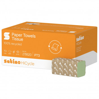 Satino HiCycle Toallas de papel plegado en V, verde, 3200 hojas