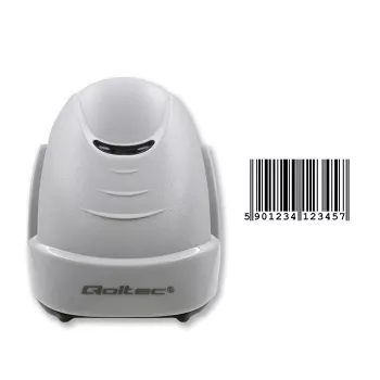 Qoltec 50877 lector de códigos de barras láser 1D USB blanco