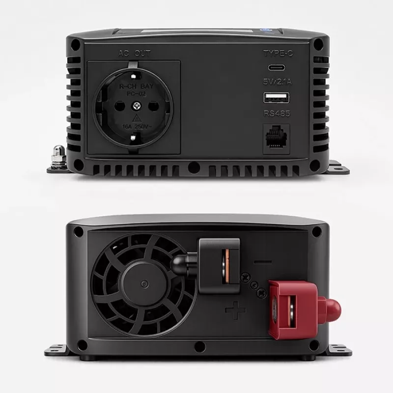 Qoltec Inversor de onda sinusoidal pura 12V a 230V 1000W/2000W con LCD, USB, USB-C, compatible con LiFePO4/GEL/AGM