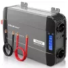 Qoltec Inversor de onda senoidal pura 12V a 230V 1500W/3000W con LCD USB USB-C para LiFePO4 GEL AGM