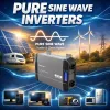 Qoltec Inversor de onda senoidal pura 12V a 230V 1500W/3000W con LCD USB USB-C para LiFePO4 GEL AGM
