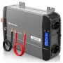 Qoltec Inversor de onda senoidal pura 12V a 230V 1500W/3000W con LCD USB USB-C para LiFePO4 GEL AGM