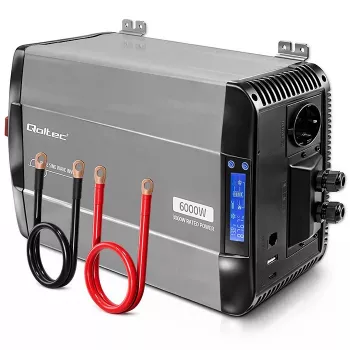 Qoltec Inversor de onda sinusoidal pura 12V a 230V 3000W/6000W con LCD, USB, USB-C, compatible con LiFePO4/GEL/AGM