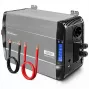 Qoltec Inversor de onda sinusoidal pura 12V a 230V 3000W/6000W con LCD, USB, USB-C, compatible con LiFePO4/GEL/AGM