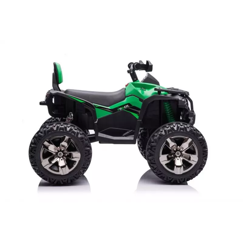 Quad eléctrico para niños QLS-3288 con respaldo, luces LED, MP3, verde