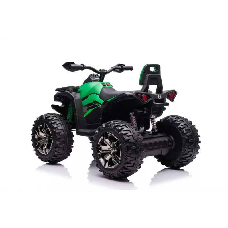 Quad eléctrico para niños QLS-3288 con respaldo, luces LED, MP3, verde