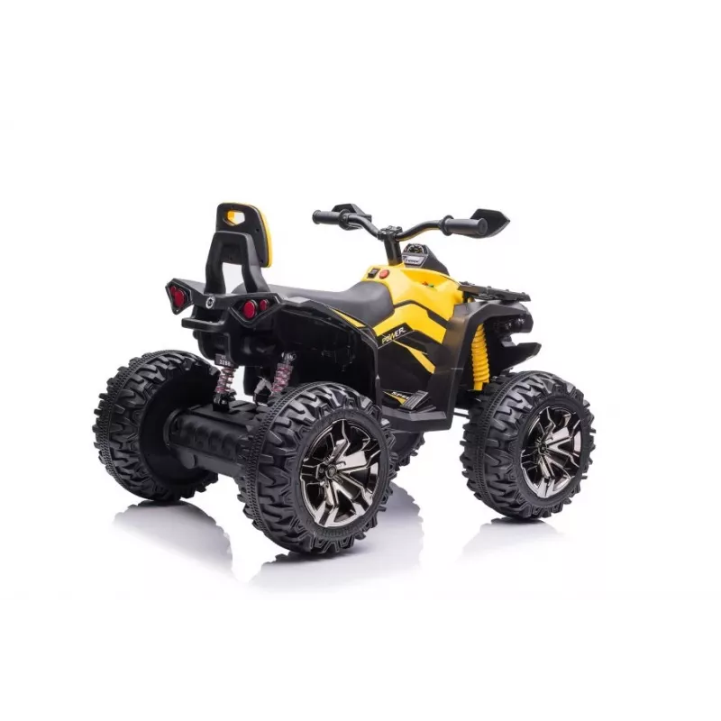 Quad eléctrico para niños QLS-3288 con respaldo, luces LED, MP3, amarillo