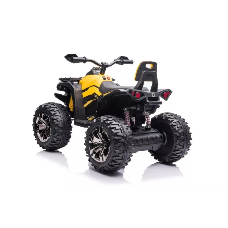 Quad eléctrico para niños QLS-3288 con respaldo, luces LED, MP3, amarillo