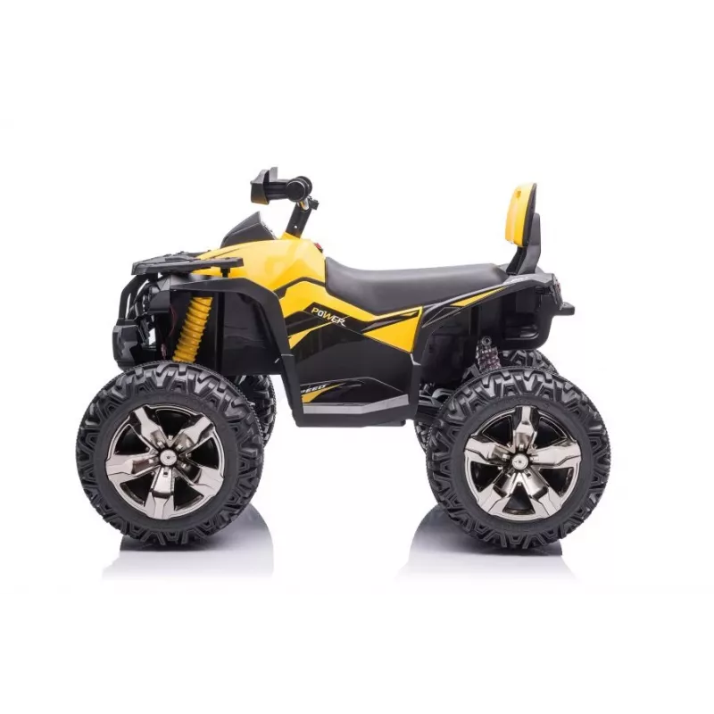 Quad eléctrico para niños QLS-3288 con respaldo, luces LED, MP3, amarillo