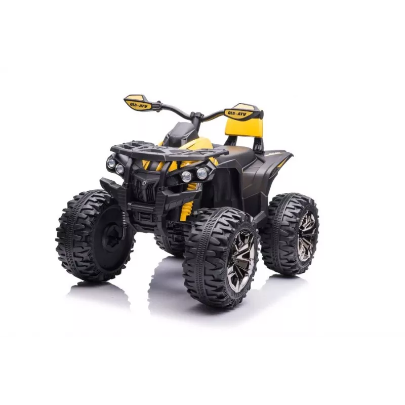 Quad eléctrico para niños QLS-3288 con respaldo, luces LED, MP3, amarillo