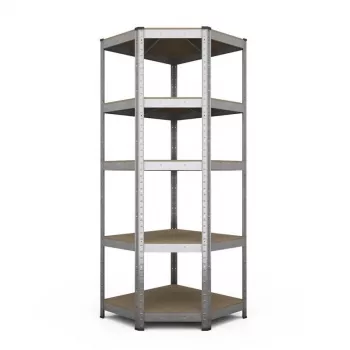 Estantería RACK BUDGET RANGULAR 180X90X45CM - 5 estantes, gris, montaje a presión