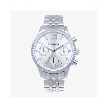 RADIANT MAN RA629701 reloj analógico de cuarzo 44,5mm acero inoxidable esfera negra correa de malla milanesa plateada