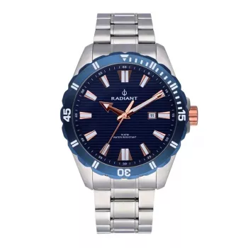 RADIANT reloj de pulsera analógico de cuarzo para hombre RA602201 45mm correa de malla milanesa de acero inoxidable esfera negra