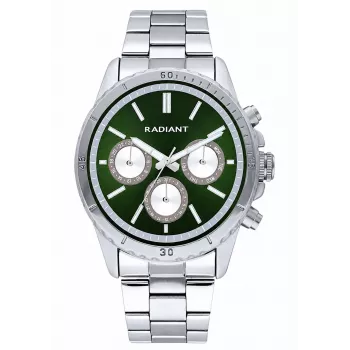 Reloj de hombre RADIANT RA640702 – 44 mm acero inoxidable, cuarzo, esfera negra, correa plateada