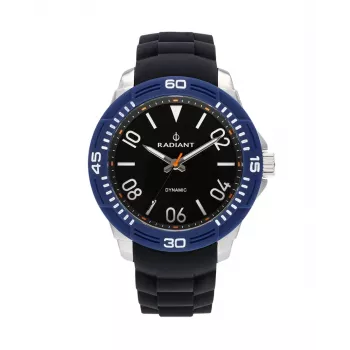 RADIANT reloj para hombre RA503602 (46mm) – esfera negra, correa de piel sintética negra, analógico de cuarzo