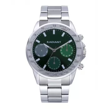 RADIANT Reloj de hombre RA604703 - 45mm acero inoxidable cuarzo analógico con esfera negra y correa plateada