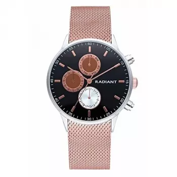 RADIANT New Man Reloj analógico de cuarzo para hombre RA601704 41mm Esfera negra Correa de malla de acero inoxidable