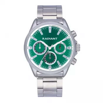 RADIANT RA589702 Reloj analógico de cuarzo para hombre 44 mm acero inoxidable plateado negro