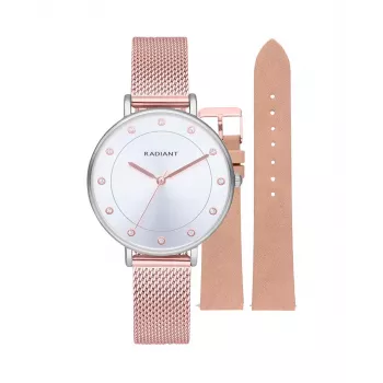 RADIANT RA600203 Reloj de cuarzo analógico de hombre 36mm acero inoxidable pulsera milanesa esfera negra