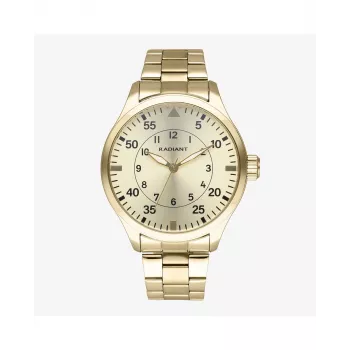 RADIANT RA631203 reloj analógico de cuarzo para hombre 43mm acero inoxidable esfera negra correa plateada