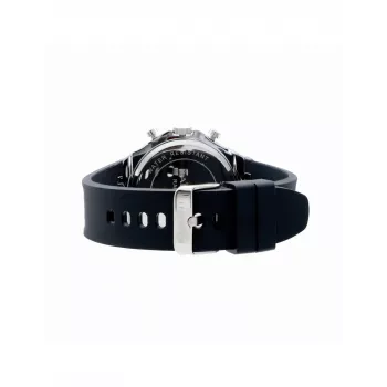 RADIANT RA651704 Reloj analógico de cuarzo para hombre – 44mm Acero inoxidable Esfera negra Correa plateada