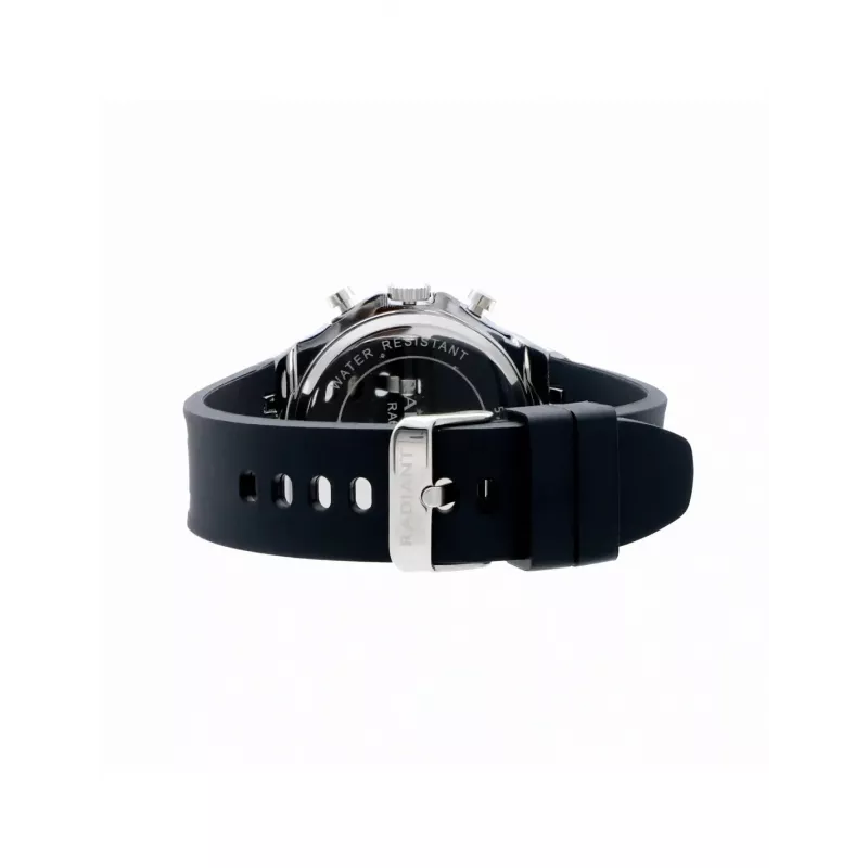 RADIANT RA651704 Reloj analógico de cuarzo para hombre – 44mm Acero inoxidable Esfera negra Correa plateada