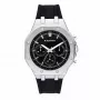 RADIANT RA651704 Reloj analógico de cuarzo para hombre – 44mm Acero inoxidable Esfera negra Correa plateada