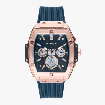 RADIANT RA655204 reloj analógico de cuarzo para hombre 42mm acero inoxidable esfera negra correa de piel