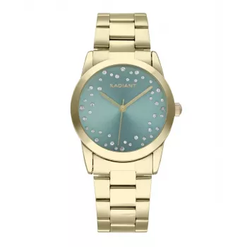 RADIANT Reloj mujer de cuarzo analógico RA606204 - 36mm caja de acero inoxidable, esfera blanca, correa de piel negra