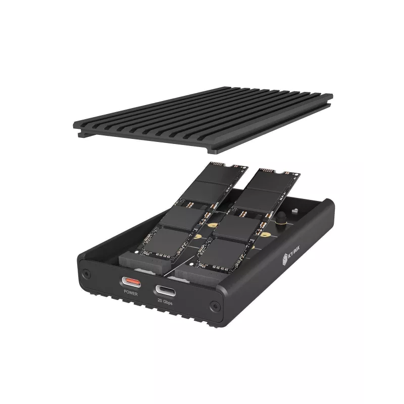 Raidsonic IB-2817M-C32 Carcasa Externa para 2x SSD NVMe con USB 3.2 Gen 2x2 Type-C