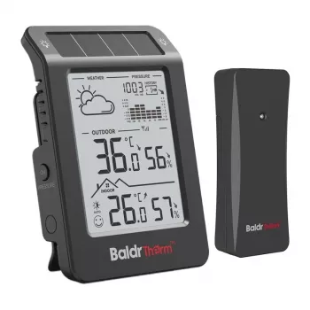 RAINPOINT BALDRTHERM B0596WT2H2P-V1 estación meteorológica solar con sensor exterior inalámbrico, negro