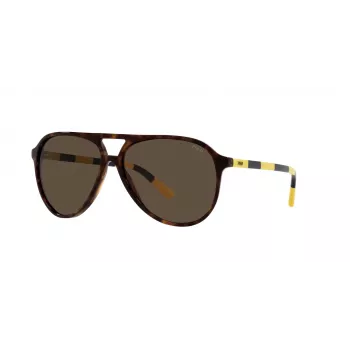 Ralph Lauren PH4173-500373 Gafas de sol para hombre, rectangulares, Havana, lentes marrones, 59/14/140 mm