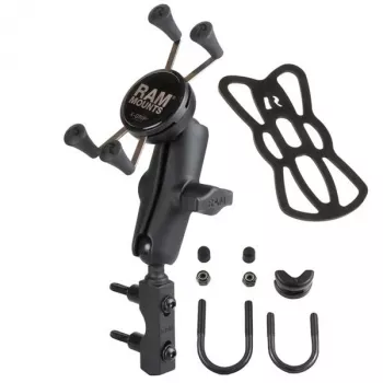 Soporte de móvil para manillar de moto RAM MOUNTS X-Grip con base de abrazadera en U (RAM-B-174-UN7)