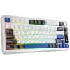 Rampage Quell Pro Teclado mecánico inalámbrico 75% con pantalla TFT, montaje Gasket, Hot-Swap, 2.4G + BT, blanco