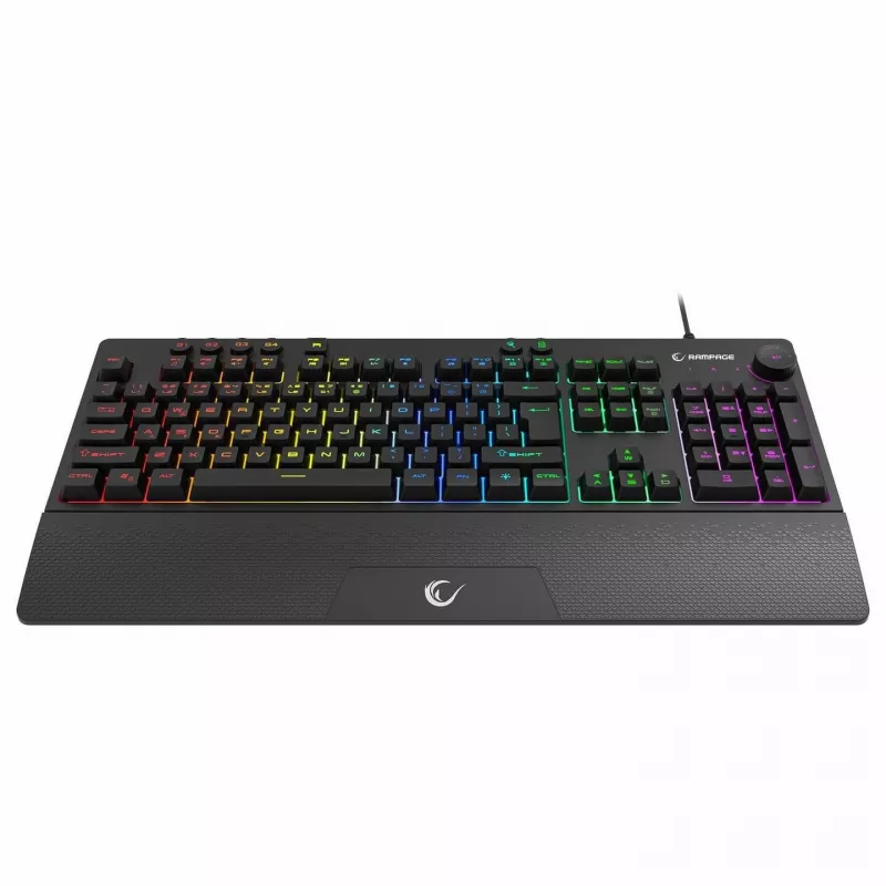 Rampage Simula RGB Macro KB-GX65 teclado gaming de membrana con cable y reposamuñecas, negro
