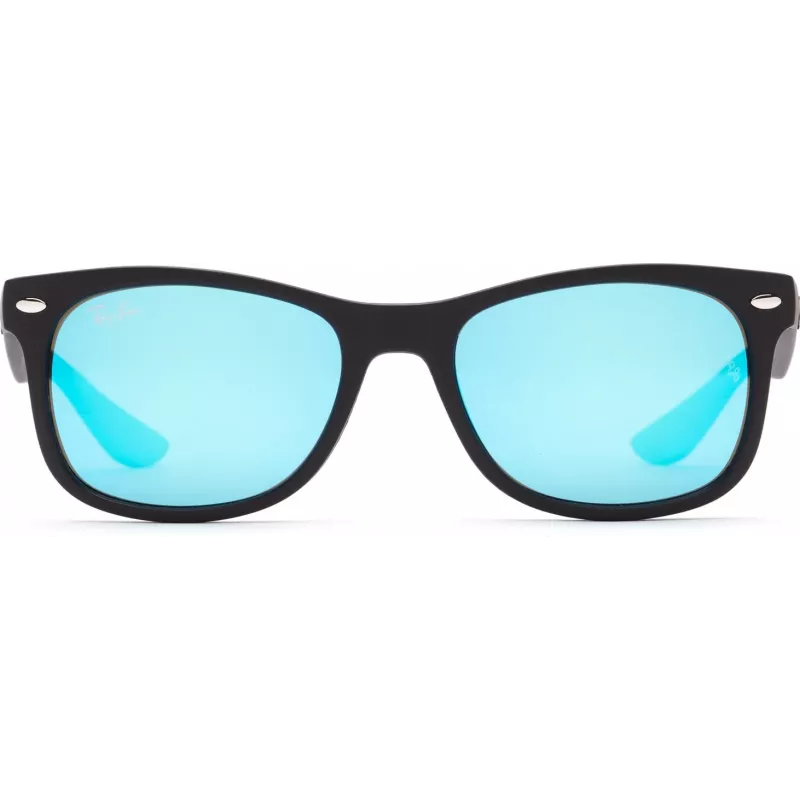 Gafas de sol Ray-Ban Junior RJ9052S100S55 - montura negra brillante, lentes espejadas azul claro, 48 mm