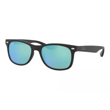 Gafas de sol Ray-Ban Junior RJ9052S100S55 - montura negra brillante, lentes espejadas azul claro, 48 mm