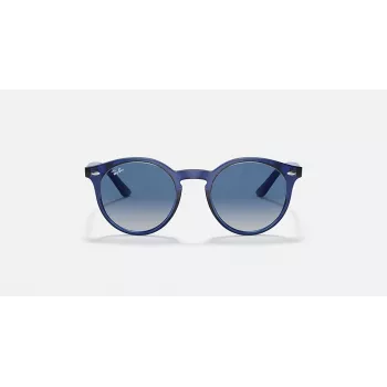 Ray-Ban Junior RJ9064S447062 Gafas de sol para niños, montura azul transparente, lentes grises degradadas, 44 mm