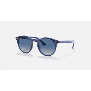 Ray-Ban Junior RJ9064S447062 Gafas de sol para niños, montura azul transparente, lentes grises degradadas, 44 mm