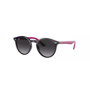 Ray-Ban Junior RJ9064S70218G Niños Gafas de sol, redondas, montura rosa transparente, lentes grises degradadas, 44 mm