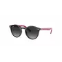 Ray-Ban Junior RJ9064S70218G Niños Gafas de sol, redondas, montura rosa transparente, lentes grises degradadas, 44 mm