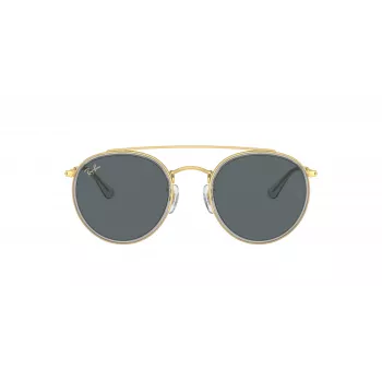 Ray-Ban RB3647N Round Double Bridge Gafas de sol montura cobre cristales degradados azul claro 51mm