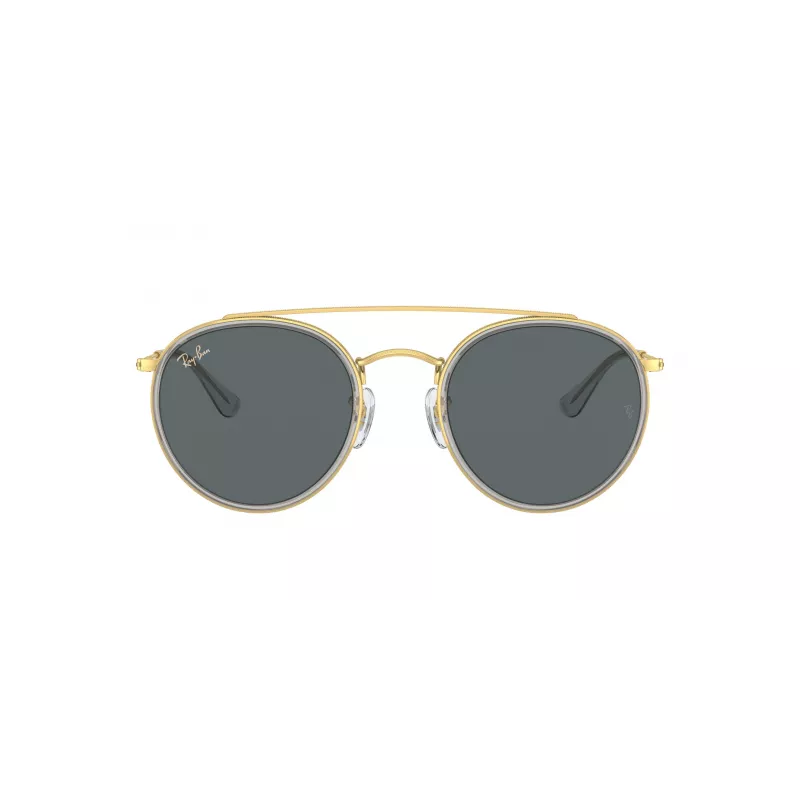 Ray-Ban RB3647N Round Double Bridge Gafas de sol montura cobre cristales degradados azul claro 51mm