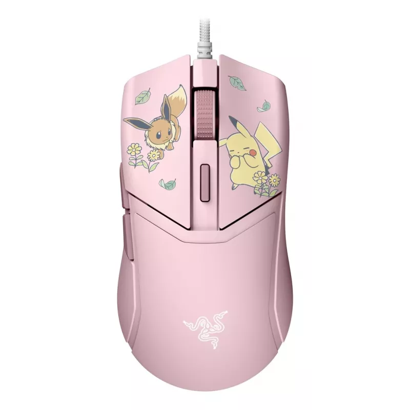 Razer Cobra – edición Pikachu & Eevee ratón gaming con cable, sensor óptico de 8500 DPI, iluminación inferior Chroma RGB, 6 botones programables, simétrico para diestros