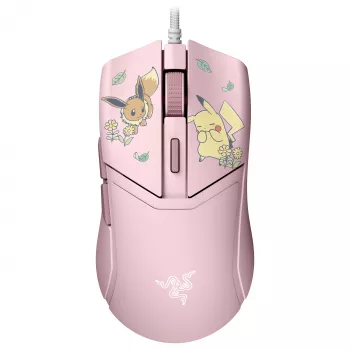 Razer Cobra – edición Pikachu & Eevee ratón gaming con cable, sensor óptico de 8500 DPI, iluminación inferior Chroma RGB, 6 botones programables, simétrico para diestros