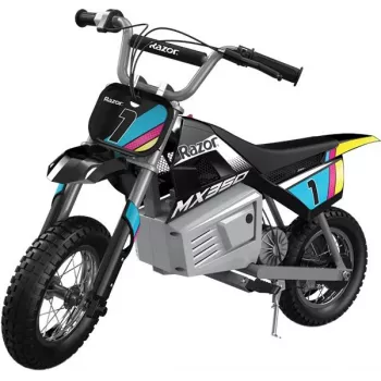 Razor MX350 Moto de dirt eléctrica con pegatinas, negra