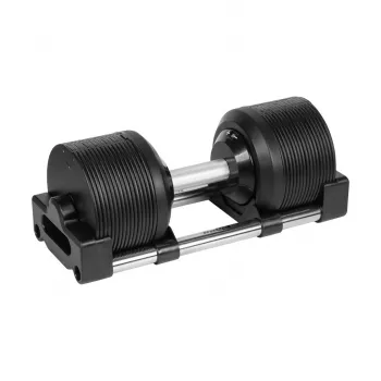 REBEL ACTIVE Mancuerna ajustable de hierro fundido 36 kg, pasos de 1 kg, sistema de selección automática, mancuerna individual, negro/rojo