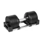 REBEL ACTIVE Mancuerna ajustable de hierro fundido 36 kg, pasos de 1 kg, sistema de selección automática, mancuerna individual, negro/rojo