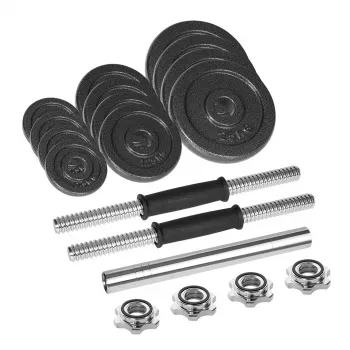 REBEL ACTIVE mancuernas ajustables en maletín 20 kg con barra