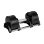 Mancuerna de hierro fundido ajustable REBEL ACTIVE 24 kg, disco giratorio Quick-Select, incrementos de 2 kg, negra